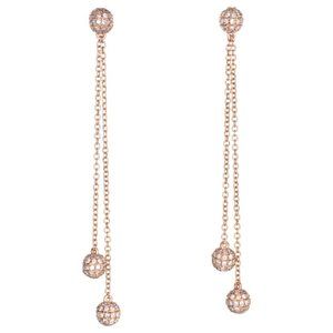 0.80 Carat Diamond Orb Earrings 14 Karat Gold Long Dangle Estate Fine Jewelry